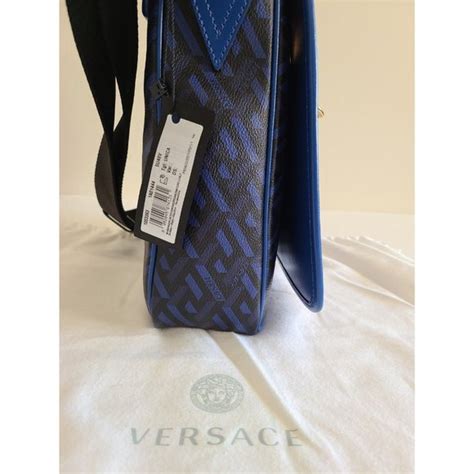 Versace La Greca Signature Coated Canvas Messenger Bag